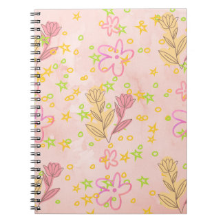 Minimal Floral Doodle Pattern –Pastel Pink pattern Notebook