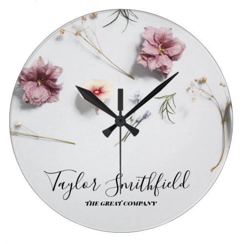 Minimal Floral Large Clock