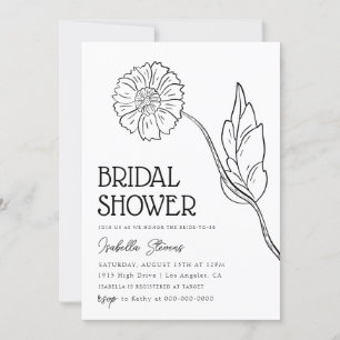 Minimal Floral Line Art Bridal Shower Invitation