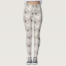 Minimal Floral Line Art Leggings