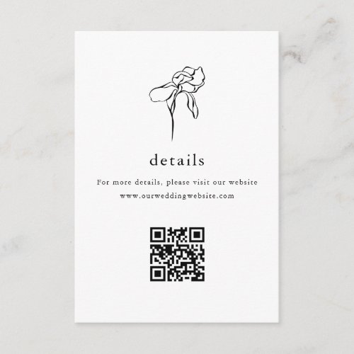 Minimal Floral Line Art QR Code Wedding Enclosure Card