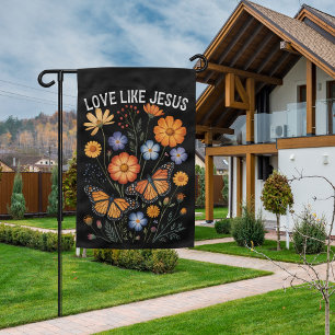 Minimal Floral Love Like Jesus Christian Valentine Garden Flag
