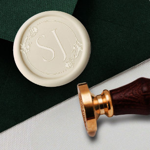 Minimal Floral Monogram Wedding  Wax Seal Sticker