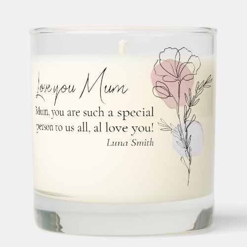 Minimal Floral Mothers Day Gift For Mom Scented Candle