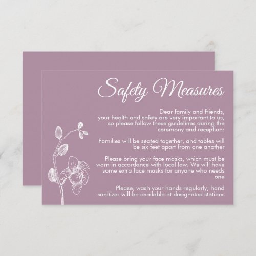 Minimal floral orchids modern safety measures enclosure card