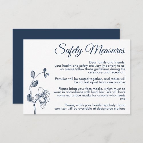 Minimal floral orchids modern safety measures enclosure card