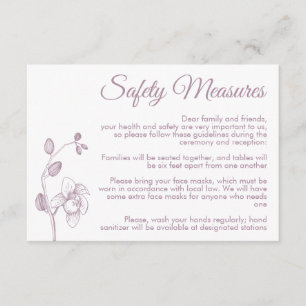 Minimal floral orchids modern safety measures enclosure card
