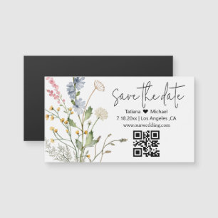 minimal floral qr code save the date  magnet