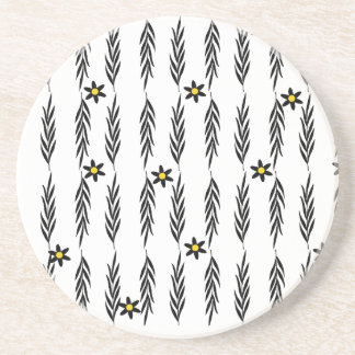 Minimal Floral Seamless Modern Botanical Daisy   Coaster