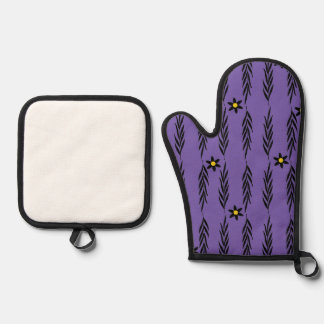 Minimal Floral Seamless Modern Botanical Daisy Pa Oven Mitt & Pot Holder Set