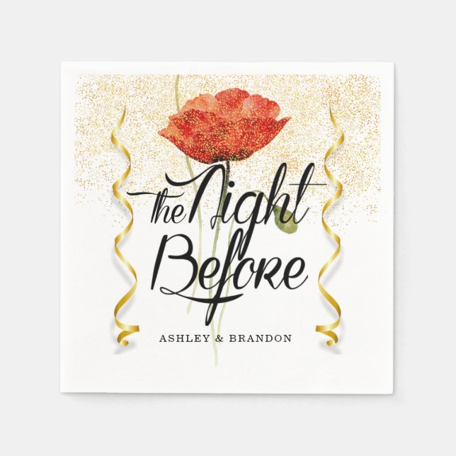 Minimal Floral The Night Before Rehearsal Napkins (Front)