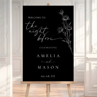 Minimal Floral The Night Before Wedding Sign