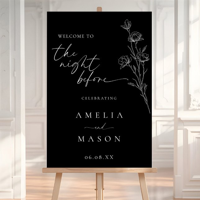 Minimal Floral The Night Before Wedding Sign (Minimal Floral The Night Before Wedding Sign)