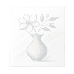 Minimal Floral Vase Line Art Elegant Flower Sketch Notepad