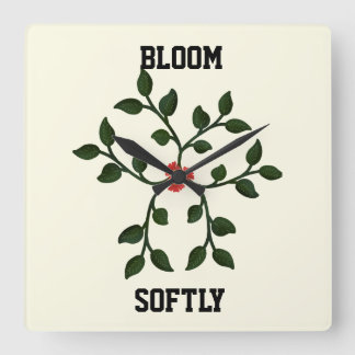 Minimal Floral Vine Design  | Elegant Botanical  Square Wall Clock