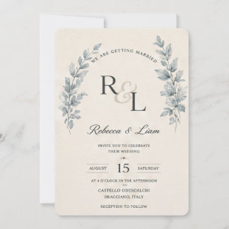Minimal Floral Wedding Invitation Template