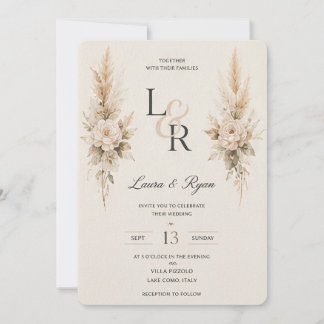 Minimal Floral Wedding Invitation Template