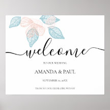 Minimal Floral Wedding Welcome Sign