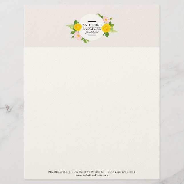 Minimal Floral Wreath Beauty Salon Business Suite Letterhead (Front)