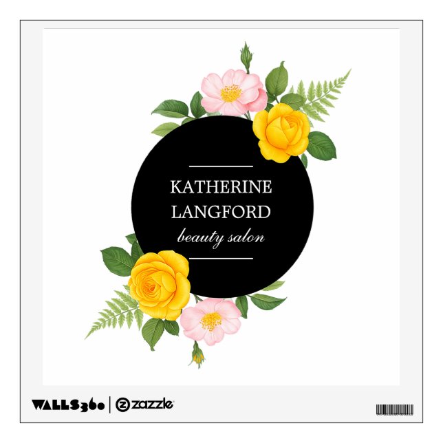 Minimal Floral Wreath Beauty Salon Simple Wall Decal (Front)