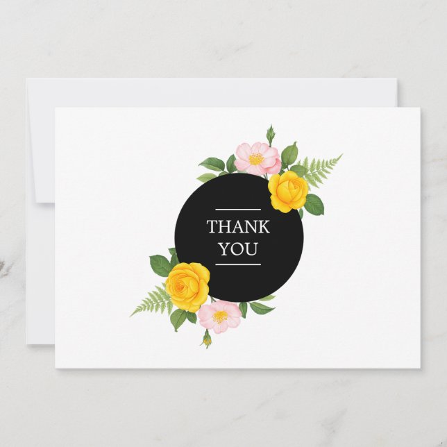 Minimal Floral Wreath Beauty Salon White Thank You Card (Front)