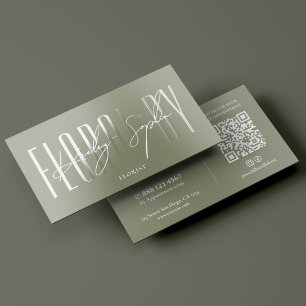 Minimal Florist Floral Artist Sage Raised Spot UV Business Card