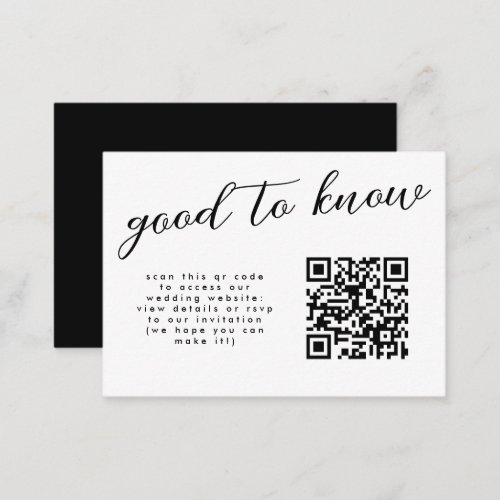 Minimal Flourish Calligraphy Wedding Website QR Enclosure Card
