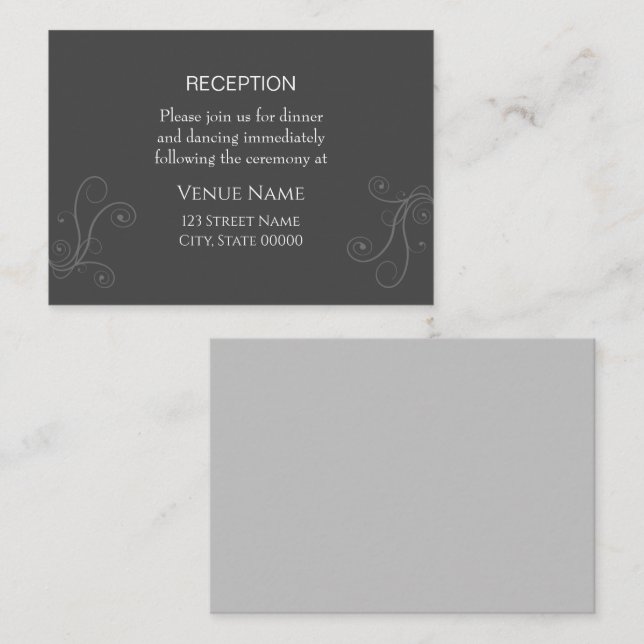 Minimal Flourishes Wedding Reception Card (Front/Back)