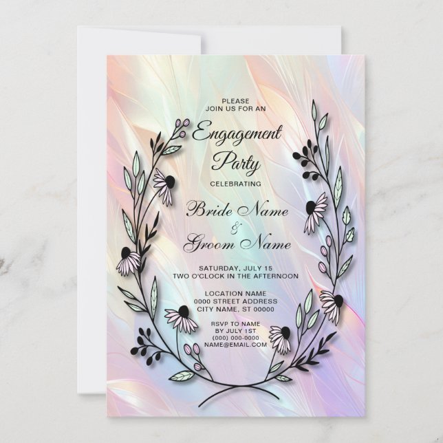 Minimal Flower Engagement Invitation (Front)