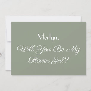 Minimal Flower Girl Proposal Sage Green Wedding Invitation