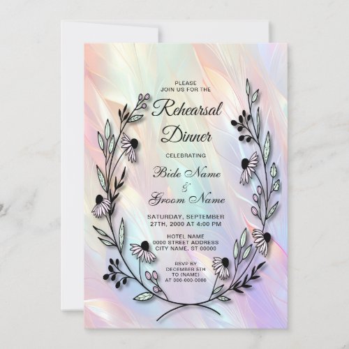 Minimal Flower Rehearsal Dinner Invitation