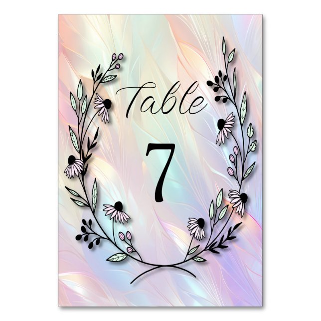 Minimal Flower Table Number (Back)
