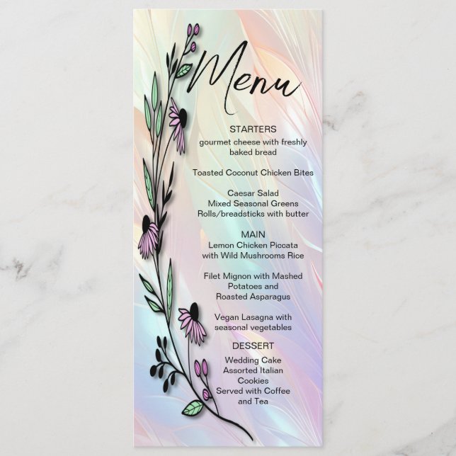 Minimal Flower Wedding Menu (Front)
