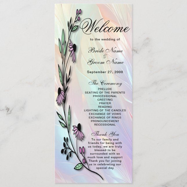 Minimal Flower Wedding Program (Front)