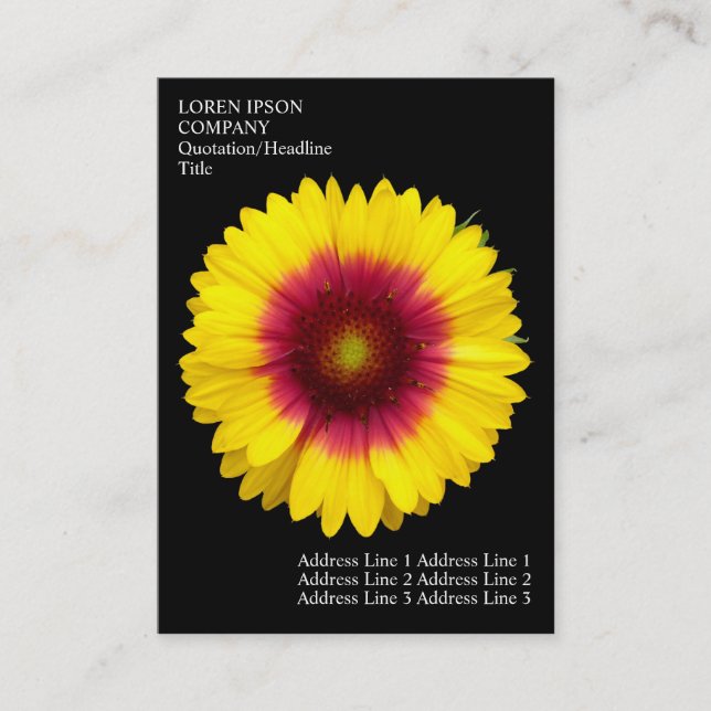 Minimal Flowers - Blanket Flower - Black Business Card (Front)