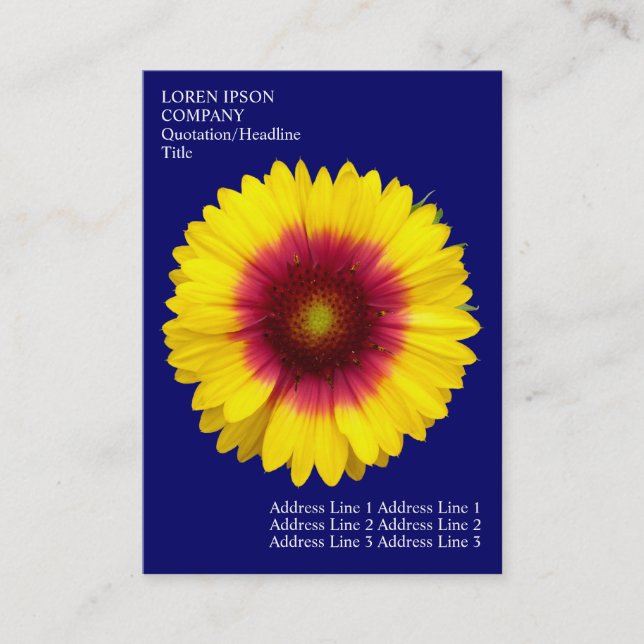 Minimal Flowers - Blanket Flower - Deep Blue Business Card (Front)