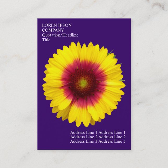 Minimal Flowers - Blanket Flower - Deep Violet Business Card (Front)