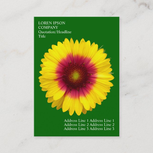 Minimal Flowers - Blanket Flower - Grass Green Business Card (Front)