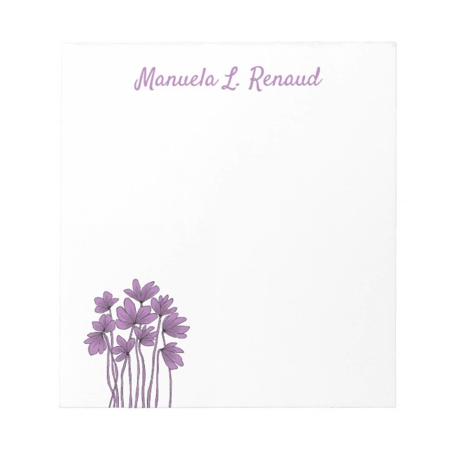 Minimal Flowers Botanical Silhouette Illustration Notepad (Front)