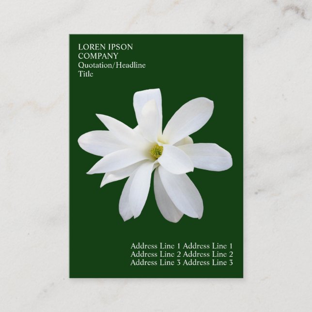 Minimal Flowers - Magnolia - Deep Green Business Card (Front)