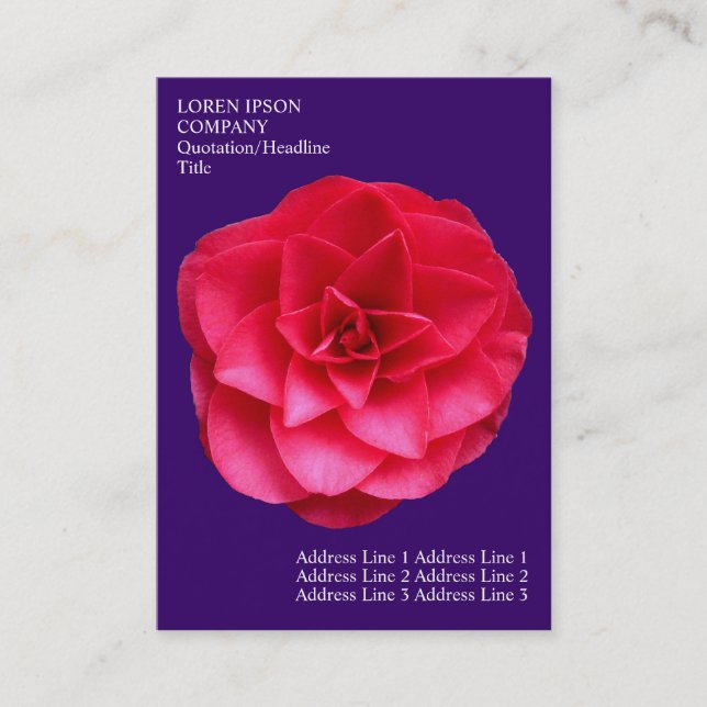 Minimal Flowers - Red Camelia - Deep Violet Business Card (Front)
