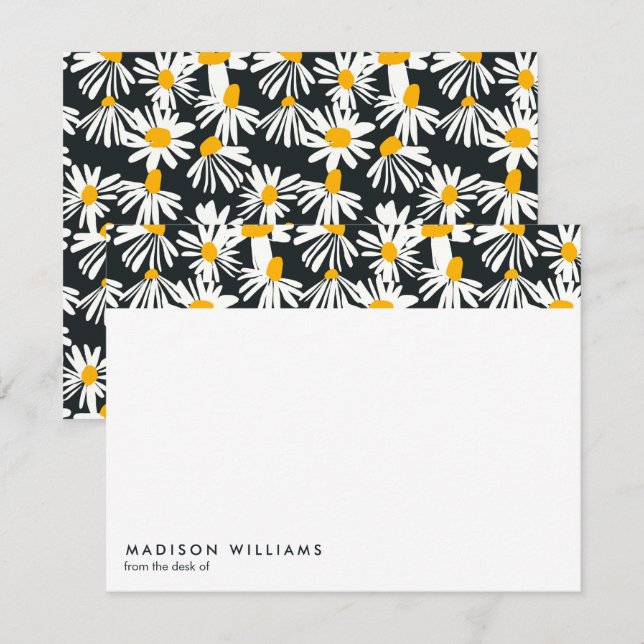 Minimal Flowers Stylish Trendy Modern Note Card (Front/Back)