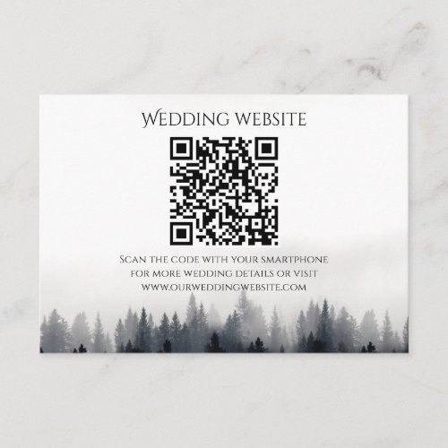 Minimal foggy spruce forest nature wedding enclosure card