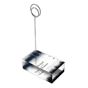 Minimal foggy spruce forest nature wedding place card holder