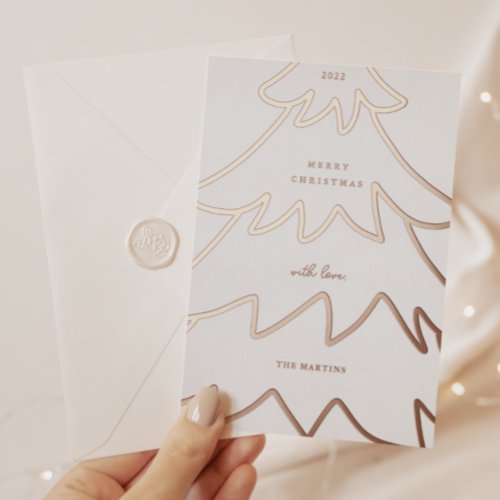 Minimal Foil Christmas Tree Photo Foil Holiday Card