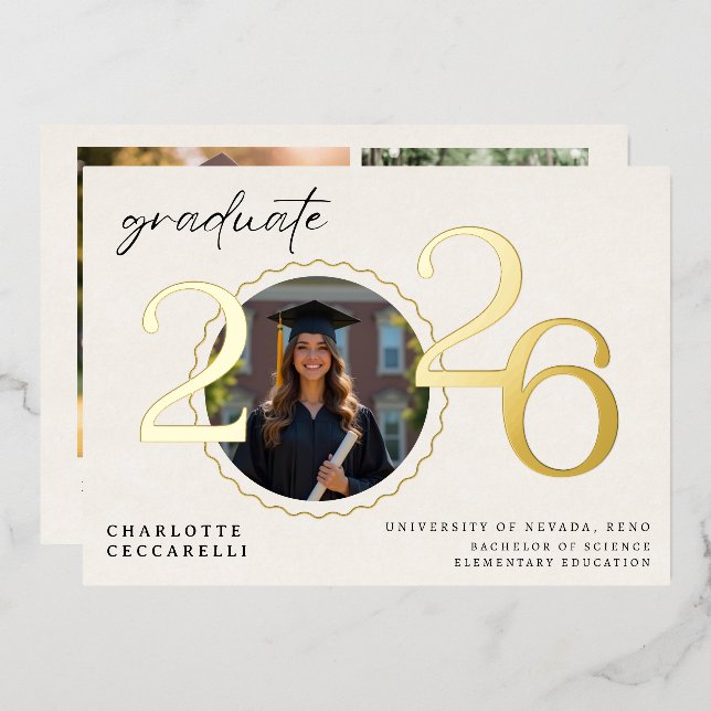 Minimal Foil Graduation Announcement (Front/Back)