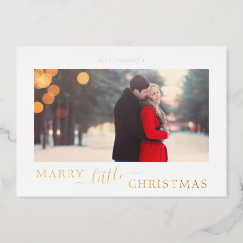 Minimal Foil Marry Little Christmas Save the Date Foil Holiday Card