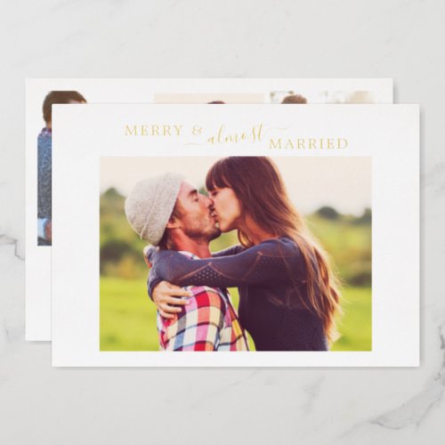 Minimal Foil Merry Almost Married HZ Save the Date Foil Holiday Card