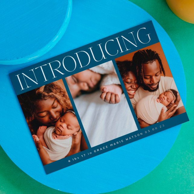 minimal foil photo collage baby birth announcement (Creator Uploaded)