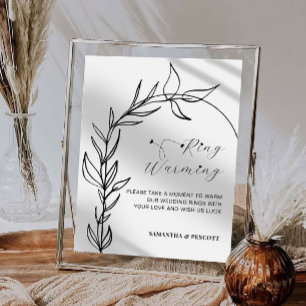 Minimal Foliage Arch Rings Warming Wedding  Sign